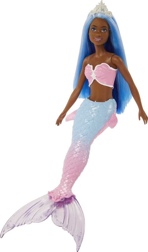 Barbie Dreamtopia Mermaid Doll with Blue Hair, Ombre Tail & Tiara ...