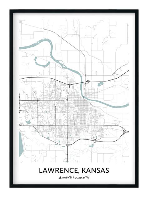 Lawrence Map Poster - Your City Map Art - Positive Prints