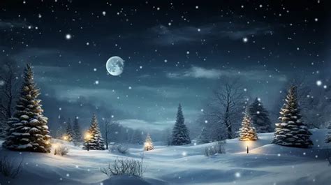 Winter Christmas Night Wallpaper Background, Christmas Desktop Picture ...