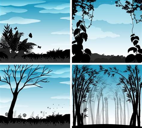 Silhouette scene of nature 414890 Vector Art at Vecteezy