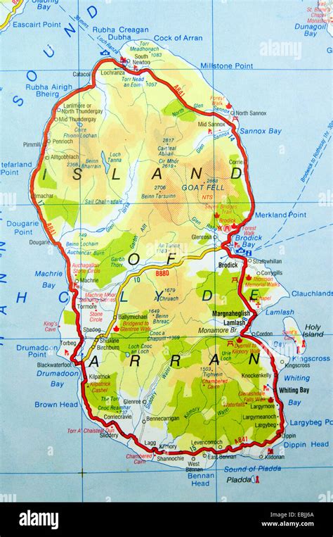 La mappa stradale di Isola di Arran, Scozia Foto stock - Alamy