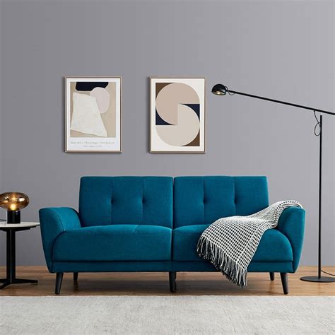 Kepooman 71" Mid-Century Modern Loveseat Sofa Couch Bed for Living Room Small Space, Blue ...