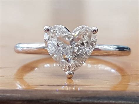 1 Carat Heart Diamond Engagement Ring Solitaire Diamond Ring | Etsy | Heart shaped diamond ring ...