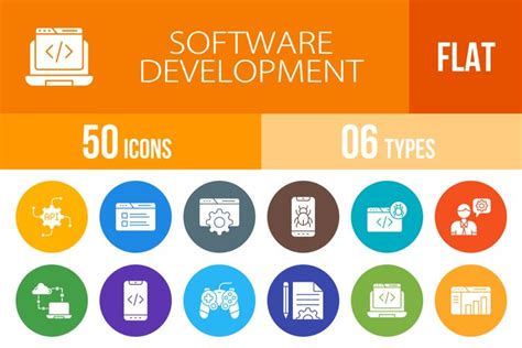 50 Software Development Flat Round Icons (2793471)