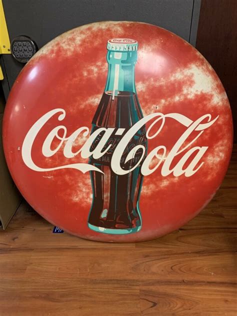 Vintage Original 1950’s 36" Coca Cola Button Round Coke Sign -- Antique Price Guide Details Page