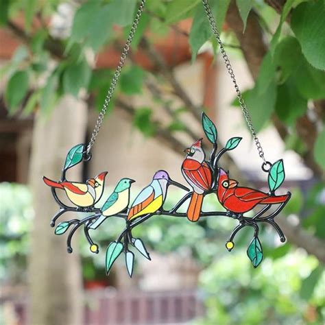 5 Birds Stained Glass Window Hangings – Chyhua