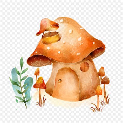 Fairy Tales PNG Transparent, Watercolor Mushroom House Fairy Tale ...