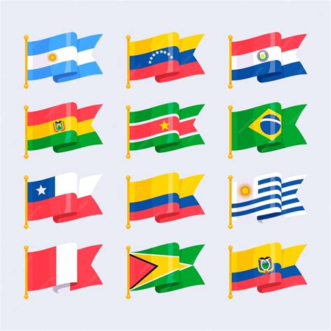 Free Vector | Flat design south america flags element collection