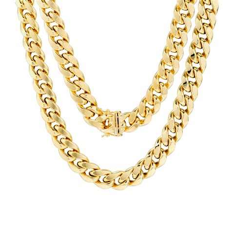 Nuragold - 10K Yellow Gold Mens 11mm Hollow Miami Cuban Link Chain Pendant Necklace, 22"- 30 ...