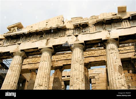 Greece. Athens. Acropolis. Parthenon. Classical temple dedicated to ...