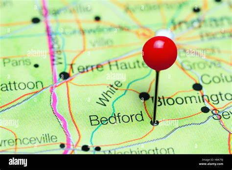 Bedford pinned on a map of Indiana, USA Stock Photo - Alamy