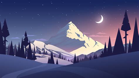 Night Mountains Summer Illustration Wallpaper, HD Artist 4K Wallpapers ...