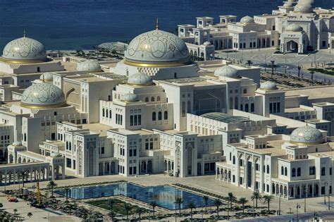 Presidential Palace as viewed (through a window) from the 74th floor of the Jumeirah, Abu Dhabi ...