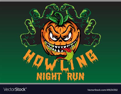 Halloween night background with zombie walking Vector Image