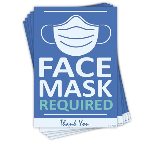Buy (5) Pack Face Mask Required sign No Mask No Entry Sign 7 x 10 Sticker Posters For Business ...