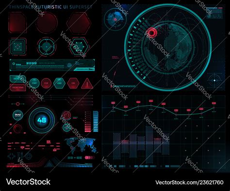 Futuristic sci fi modern user interface set Vector Image