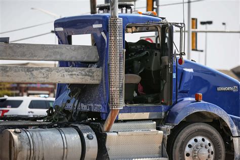 Semi-truck driver flown to hospital after concrete slabs impale truck cab in Lake in the Hills