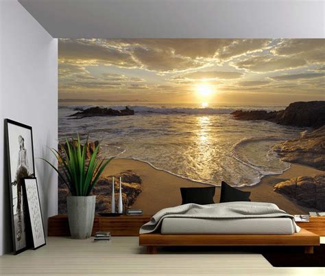 Sunrise Sea Ocean Wave Sunset Beach Large Wall Mural, Self-adhesive Vinyl Wallpaper, Peel ...