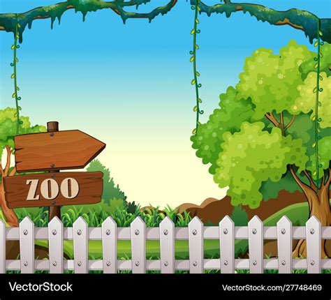 Background scene zoo park with white fence Vector Image