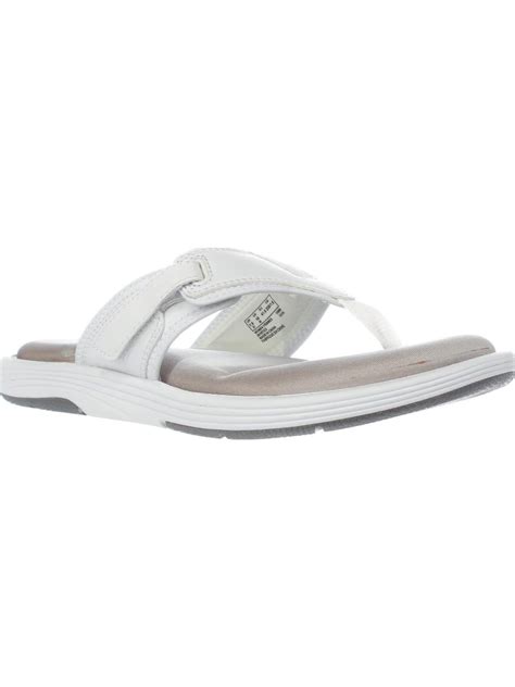 Clarks - Womens Clarks Olina Park Comfort Flip-Flop Sandals, White ...