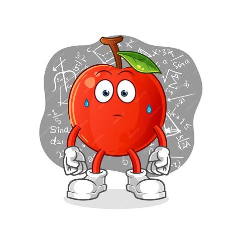 Premium Vector | Cherry thinking hard . cartoon character