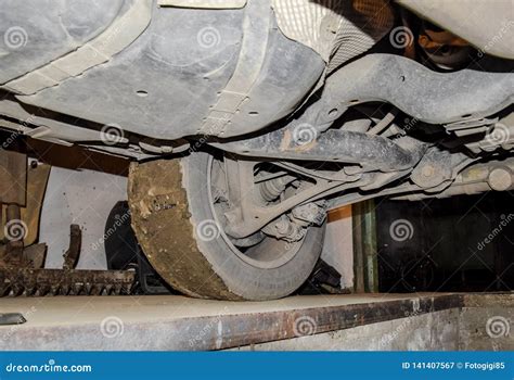 Rear Wheel of the Car with the Elements of the Suspension System. Car Stock Image - Image of ...