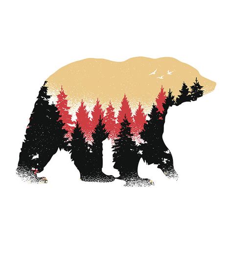 Bear Silhouette Forest Landscape Nature Digital Art by Gamikaze Scheidegger