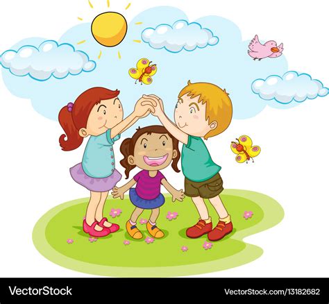 Children playing game in park Royalty Free Vector Image