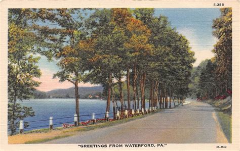 WATERFORD PENNSYLVANIA GREETING FROM POSTCARD c1940s