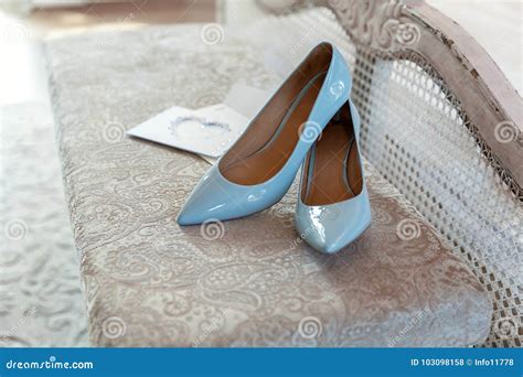 Blue bridesmaid shoes stock photo. Image of beauty, elegant - 103098158