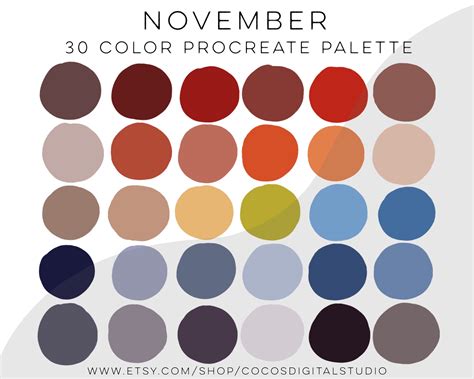 November Procreate Color Palette November Colors Fall Colors Autumn ...