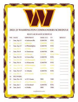 Fillable Online Washington Commanders Schedule - NFL Fax Email Print ...