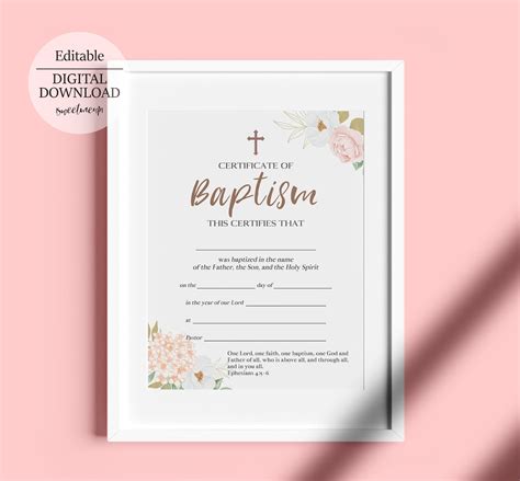 Baptism Certificate Printable, Baby Baptism Certificate, Girls Baptism ...