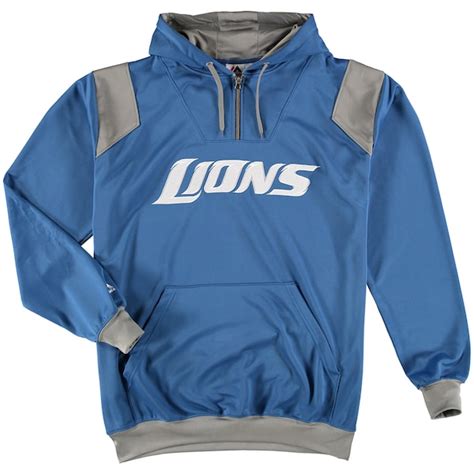 Men's Detroit Lions Majestic Blue Big & Tall 1/4-Zip Pullover Hoodie ...