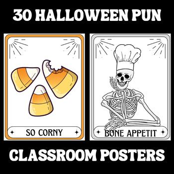 30 Halloween Pun Classroom Posters by Teacher's Helper | TPT