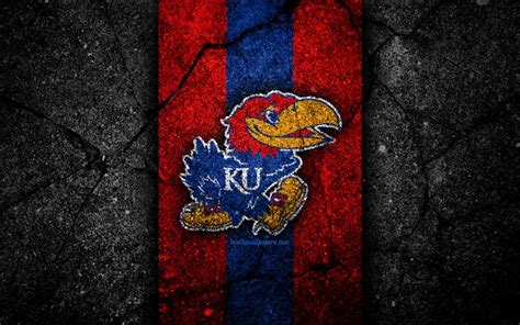 Download wallpapers University of Kansas Jayhawk, 4k, american football team, NCAA, red blue ...