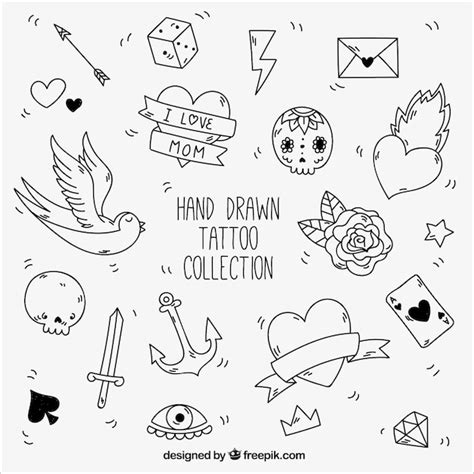 Elementos en blanco y negro para tatuajes vintage | Vector Gratis