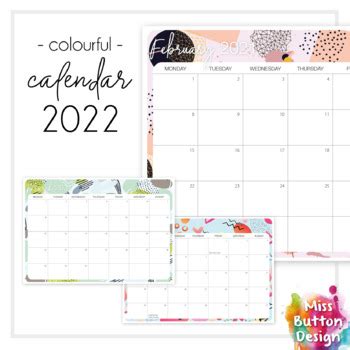 Printable 2022 Monthly Calendar - Colourful Memphis Design - NSW