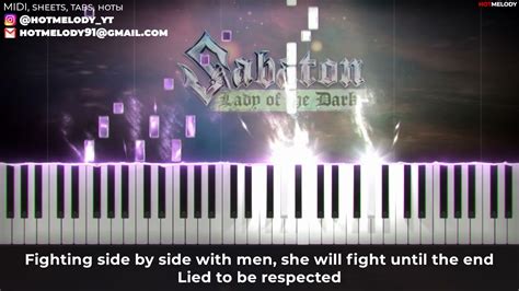 SABATON - Lady Of The Dark piano karaoke cover lyrics - YouTube