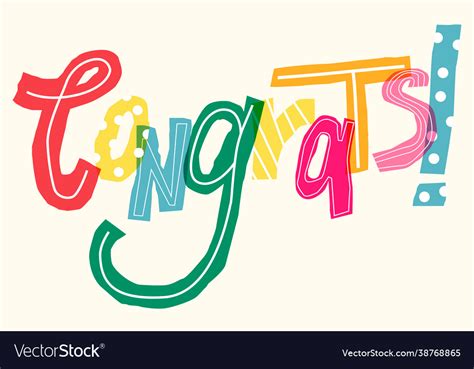 Congrats colorful doodle font Royalty Free Vector Image