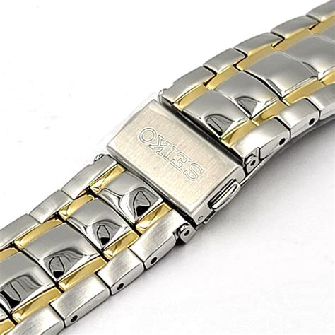 Genuine Seiko Mens Dual Tone 24mm Push Button Fold-Over Clasp Watch Bracelet | Total Watch ...