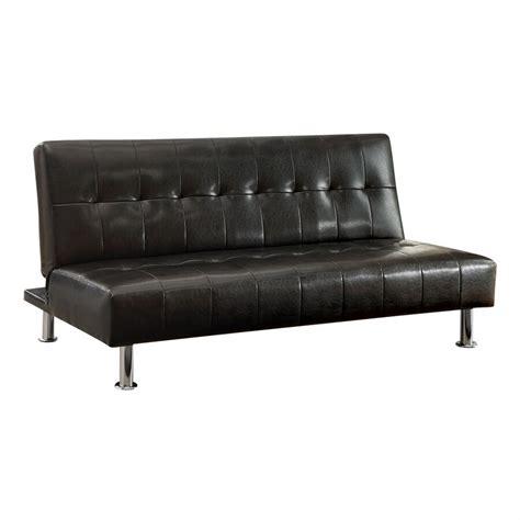 Furniture of America Bulle Black Faux Leather Futon at Lowes.com