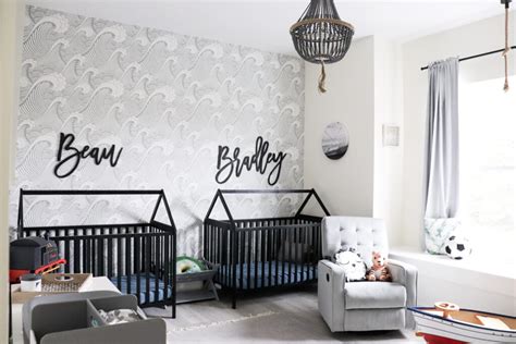 Gender Neutral Beach Themed Nursery: Twin Boy Nursery Reveal