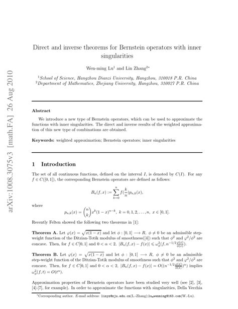 (PDF) Direct and inverse theorems for Bernstein operators with inner singularities