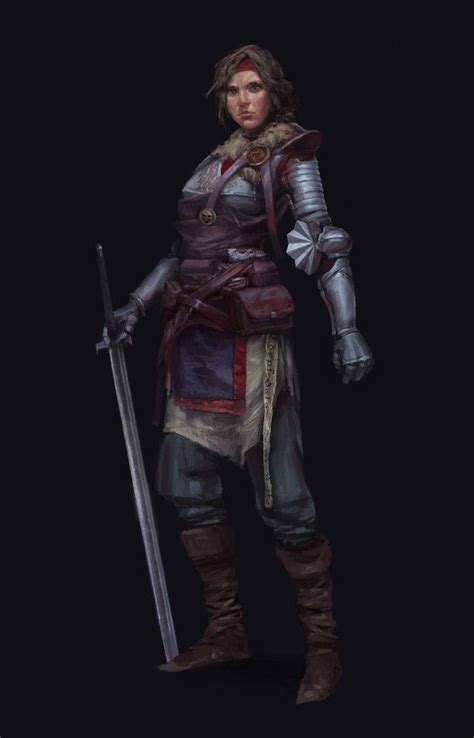 Female Human Sword Half Plate Armor Cleric Fighter Paladin - Pathfinder PFRPG DND D&D d20 ...