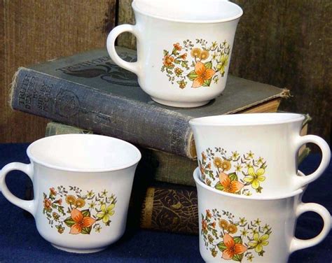 Corelle Coffee Cups Indian Summer Vintage Set of Four 1970s Retro ...