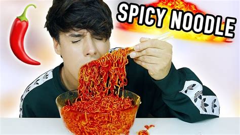 extremely spicy NOODLE CHALLENGE *painful mukbang* | Spicy noodles ...