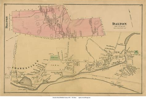 Dalton & Dalton Village, Massachusetts 1876 Old Town Map Reprint - Berkshire Co. - OLD MAPS