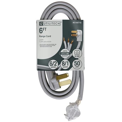 Utilitech Utilitech 6-ft 3-Prong Gray Range Appliance Power Cord in the Appliance Power Cords ...