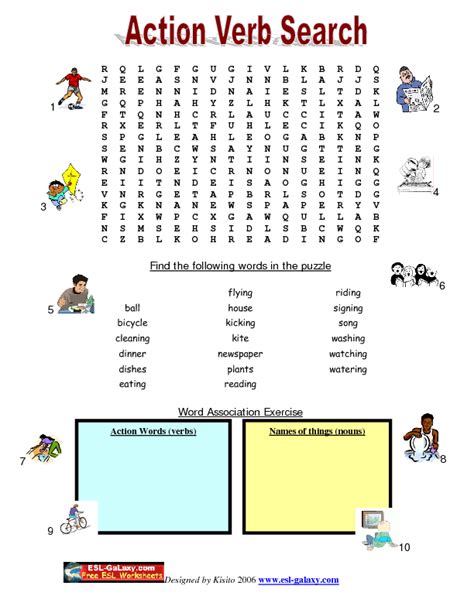 Imunitate El mamă action verbs vocabulary word search puzzle solved A ...